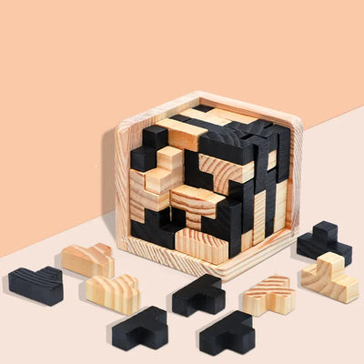 Brain Builder 3D Wood Cube Puzzle